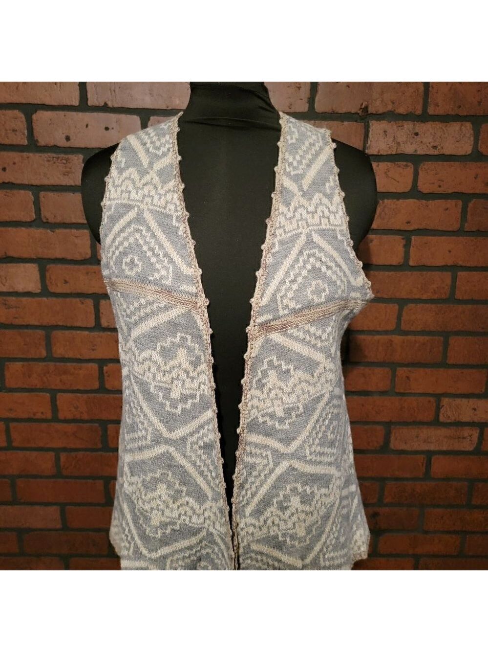 Blu Pepper open grey cardigan, sleeveless vest - Size LG Beautiful boho style